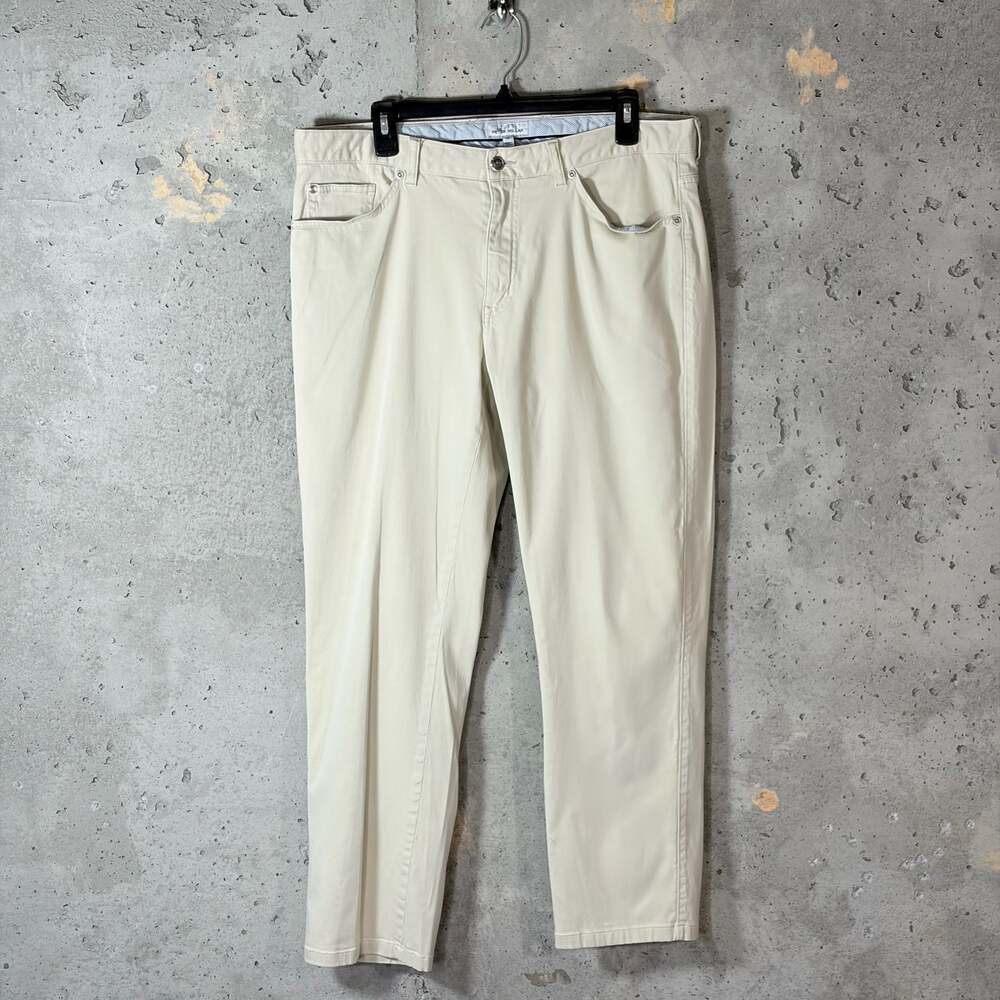 Peter Millar Men's Five-Pocket Performance Pants in Cream, Size 36